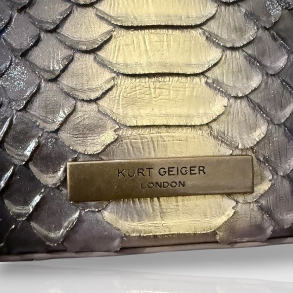 Kurt Geiger NWT Bond Snake Embossed Bronze Sparkle w Dustbag - Picture 3 of 10